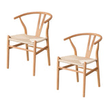 Maxbell 2 Pieces Dining Chairs Leisure Woven Rope Seat for Dining Room Party Outdoor White