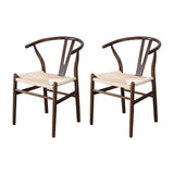 Maxbell 2 Pieces Dining Chairs Leisure Woven Rope Seat for Dining Room Party Outdoor Brown