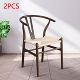 Maxbell 2 Pieces Dining Chairs Leisure Woven Rope Seat for Dining Room Party Outdoor Brown