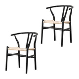 Maxbell 2 Pieces Dining Chairs Leisure Woven Rope Seat for Dining Room Party Outdoor Black