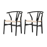 Maxbell 2 Pieces Dining Chairs Leisure Woven Rope Seat for Dining Room Party Outdoor Black