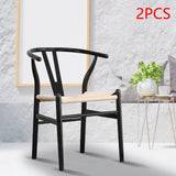 Maxbell 2 Pieces Dining Chairs Leisure Woven Rope Seat for Dining Room Party Outdoor Black