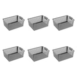 Maxbell 6 Pieces Storage Baskets Space Saving Storage Box for Office Organizing Closet Grey