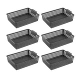 Maxbell 6 Pieces Storage Baskets Hollow Design Container for Cosmetics Snacks Closet Black