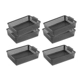 Maxbell 6 Pieces Storage Baskets Hollow Design Container for Cosmetics Snacks Closet Black