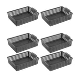 Maxbell 6 Pieces Storage Baskets Hollow Design Container for Cosmetics Snacks Closet Black