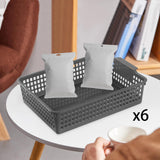 Maxbell 6 Pieces Storage Baskets Hollow Design Container for Cosmetics Snacks Closet Black