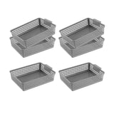 Maxbell 6 Pieces Storage Baskets Hollow Design Container for Cosmetics Snacks Closet Grey