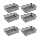 Maxbell 6 Pieces Storage Baskets Hollow Design Container for Cosmetics Snacks Closet Grey