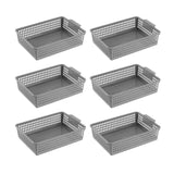 Maxbell 6 Pieces Storage Baskets Hollow Design Container for Cosmetics Snacks Closet Grey