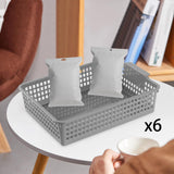 Maxbell 6 Pieces Storage Baskets Hollow Design Container for Cosmetics Snacks Closet Grey