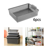 Maxbell 6 Pieces Storage Baskets Hollow Design Container for Cosmetics Snacks Closet Grey