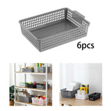 Maxbell 6 Pieces Storage Baskets Hollow Design Container for Cosmetics Snacks Closet Grey