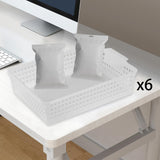 Maxbell 6 Pieces Storage Baskets Hollow Design Container for Cosmetics Snacks Closet White