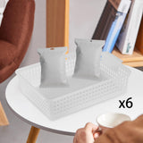 Maxbell 6 Pieces Storage Baskets Hollow Design Container for Cosmetics Snacks Closet White