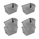 Maxbell 6Pcs Storage Baskets Vanity Organizer Trays for Dorm Document Organizer File Gray