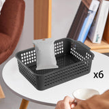 Maxbell 6x Storage Basket Bins Modern Vanity Trays for Living Room Washroom Bathroom Black