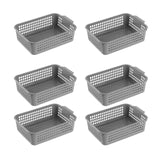 Maxbell 6x Storage Basket Bins Modern Vanity Trays for Living Room Washroom Bathroom Gray