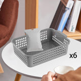 Maxbell 6x Storage Basket Bins Modern Vanity Trays for Living Room Washroom Bathroom Gray