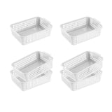 Maxbell 6x Storage Basket Bins Modern Vanity Trays for Living Room Washroom Bathroom White