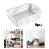 Maxbell 6x Storage Basket Bins Modern Vanity Trays for Living Room Washroom Bathroom White