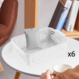 Maxbell 6x Storage Basket Bins Modern Vanity Trays for Living Room Washroom Bathroom White