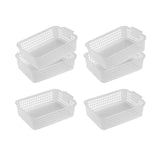 Maxbell 6x Storage Basket Bins Modern Vanity Trays for Living Room Washroom Bathroom Clear