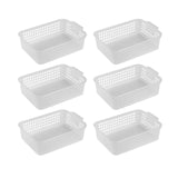 Maxbell 6x Storage Basket Bins Modern Vanity Trays for Living Room Washroom Bathroom Clear