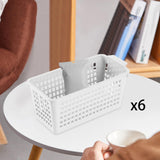 Maxbell 6Pcs Desktop Storage Basket Bins Decor Vanity Trays for Shelves Dresser Home White