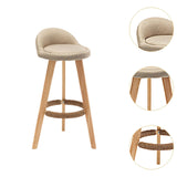 Maxbell Height Barstool Non Slip Modern Counter Stool for Bar Tables Pub Dining Room Khaki Linen