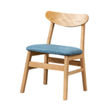 Maxbell Wooden Seat Chair Furniture with Slat Back for Lounge Restaurant Coffee Shop Blue