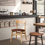 Maxbell Wooden Seat Chair Kitchen Chairs with Slat Back for Coffee Shop Indoor Hotel Brown