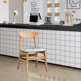 Maxbell Wooden Seat Chair Kitchen Chairs with Slat Back for Coffee Shop Indoor Hotel White