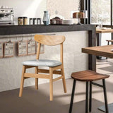 Maxbell Wooden Seat Chair Kitchen Chairs with Slat Back for Coffee Shop Indoor Hotel White