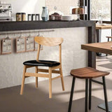 Maxbell Wooden Seat Chair Kitchen Chairs with Slat Back for Coffee Shop Indoor Hotel Black