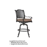 Maxbell Patio Outdoor Aluminum Bar Stool With Cushion, Set of 2, Dupione Brown