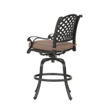 Maxbell Patio Outdoor Aluminum Bar Stool With Cushion, Set of 2, Dupione Brown