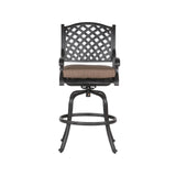 Maxbell Patio Outdoor Aluminum Bar Stool With Cushion, Set of 2, Dupione Brown