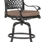 Maxbell Patio Outdoor Aluminum Bar Stool With Cushion, Set of 2, Dupione Brown