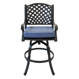 Maxbell Patio Outdoor Aluminum Bar Stool With Cushion, Set of 2, Navy Blue