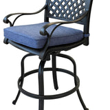 Maxbell Patio Outdoor Aluminum Bar Stool With Cushion, Set of 2, Navy Blue