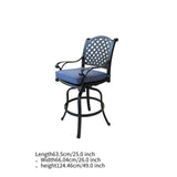 Maxbell Patio Outdoor Aluminum Bar Stool With Cushion, Set of 2, Navy Blue