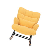 Maxbell Rocking Chair Nursery, Teddy Upholstered Glider Rocker with High Backrest,