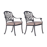 Maxbell Patio Outdoor Aluminum Dining Armchair With Cushion, Set of 2, Spectrum Sand