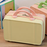 Maxbell Makeup Travel Case Carrying Suitcase with Soft Handle Cosmetic Organizer Bag Yellow Pink