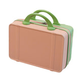 Maxbell Makeup Travel Case Carrying Suitcase with Soft Handle Cosmetic Organizer Bag Pink Green