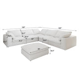 Maxbell Oversized 160" Cloud Modular Sectional Sofa with Storage Ottomans, V Shaped