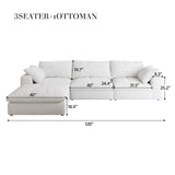 Maxbell Cloud Modular Sectional Sofa with Storage Ottoman 120inch Down Filled