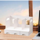 Maxbell Desktop Bookshelf Office Storage Rack Book Stand for Centerpiece Home Office Type A White