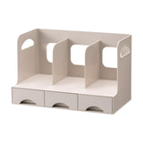 Maxbell Desktop Bookshelf Office Storage Rack Book Stand for Centerpiece Home Office Type A Beige